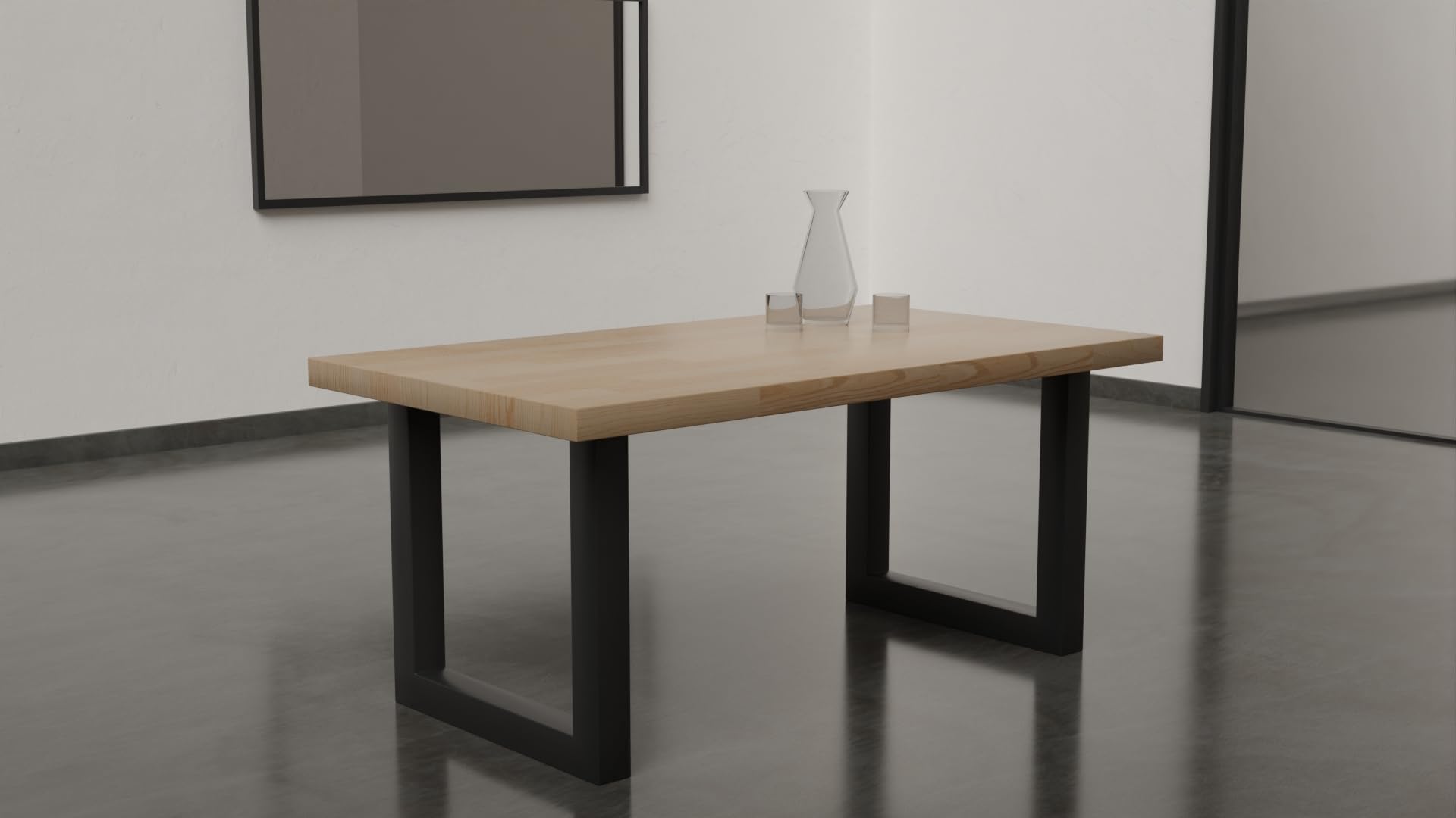 NORYKHOME Mesa Fija de Comedor, Salón, Alejandría, Estilo Nórdico Industrial, Roble Natural 160cm (Negro)