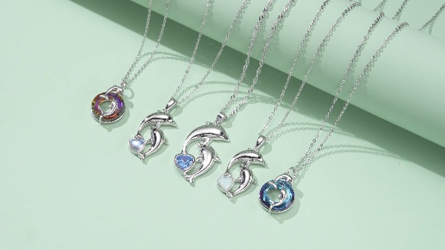 Collana Argento 925 Con Ciondolo Delfino E Zircone Cubico Blu – 45,7 Cm, Regalo In Cofanetto - 6