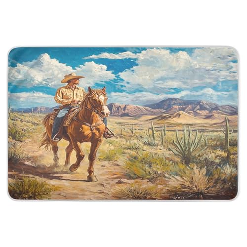 Takiito Cowboy Bed Pad Reusable Bed Underpad Washable Waterproof Leak-Proof Quick Dry Incontinence Pee Pad for Toddlers Kids Adults Pets 34x52 in