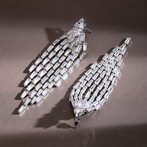 Image of Rubans Long Dangler Earrings Crystal & American Diamond Zirconia Jewellery Gift for Women & Girls