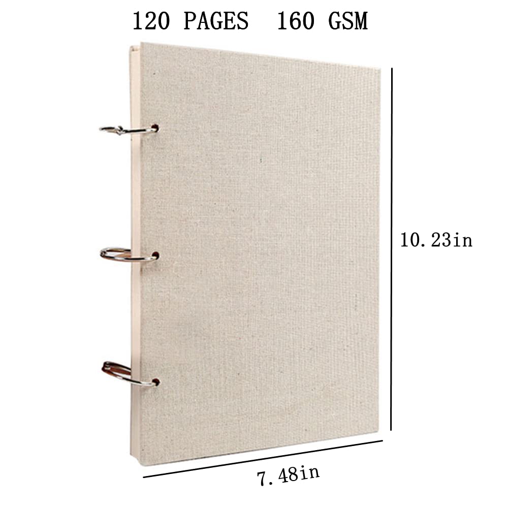 Cuaderno de bocetos de tapa dura encuadernado en espiral, 160 g/m², papel grueso, 120 páginas (60 hojas), bloc de bocetos artístico, dibujo de pintura, papel de escritura para niños y adultos