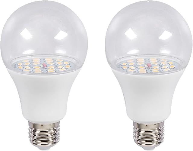 HYKITDAY 2 PCS LED Grow Light Bulbs Full Spectrum LED Grow Light Bulb for Indoor Plants Seedlings Flowers Greenhouse E27, White