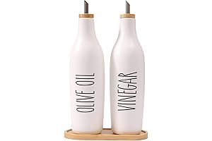 HOMCDALY Ceramic Oil and Vinegar Dispenser Set
