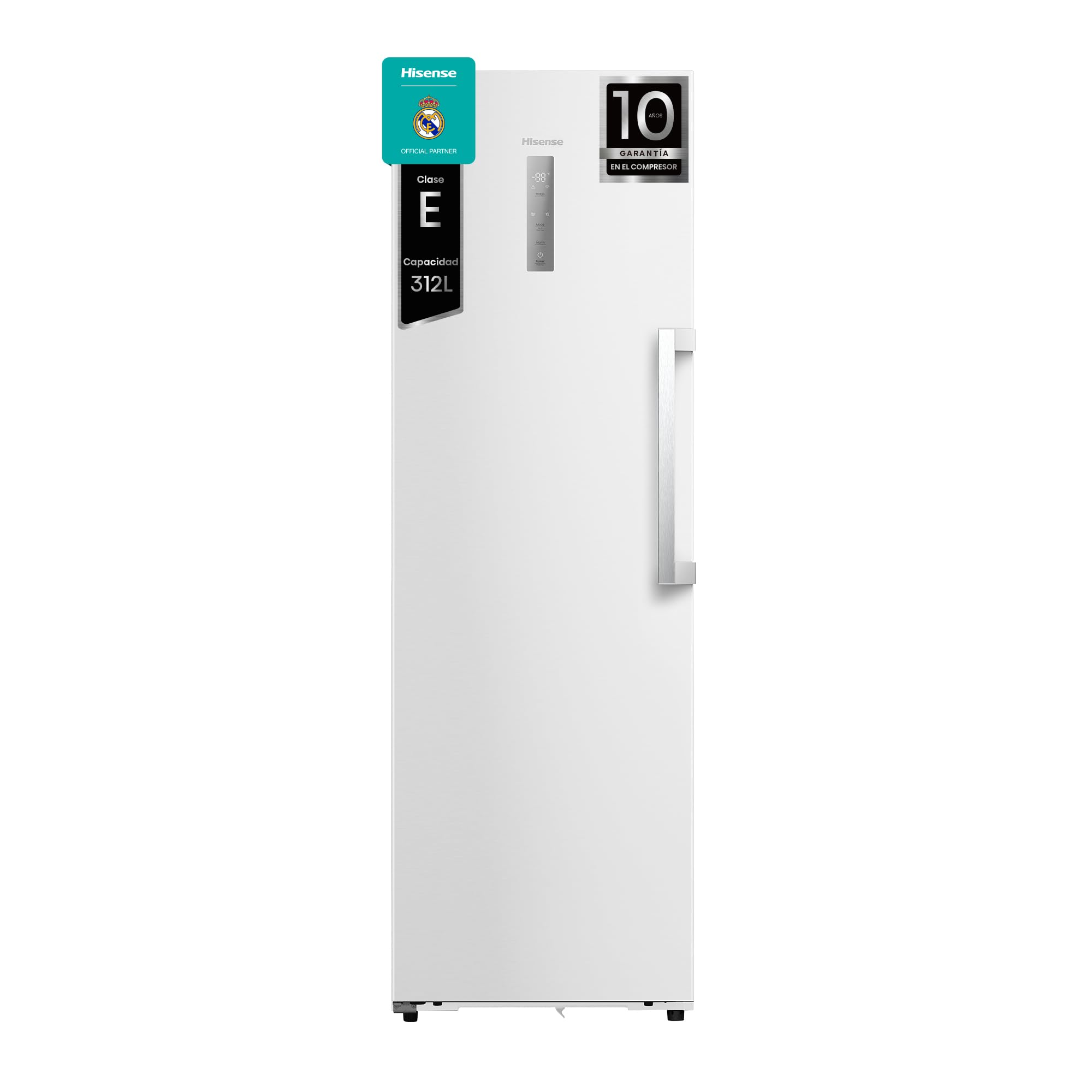 Hisense FT3K310SEWE1 - Congelador Una Puerta Total No Frost Kitchen Fit, 312L, 186cm, Ventilación Inferior, Congelamiento Rápido, Tirador de Apertura Fácil, Apertura de Puerta 90º, WiFi, Blanco