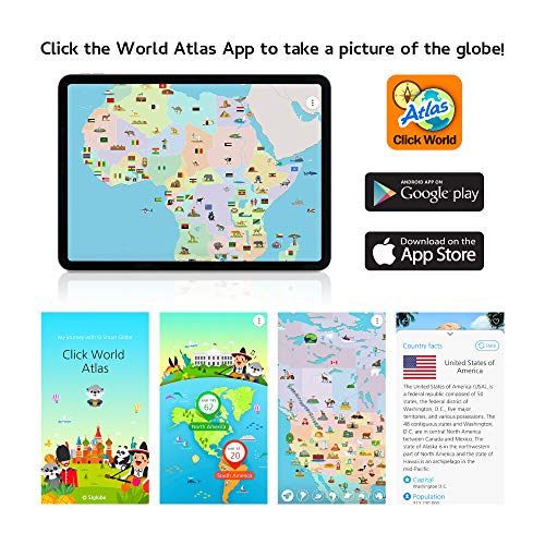 SJSMARTGLOBE with Interactive APP & LED Illuminated Constellations at Night, Educational Content for Kids, US-Certified LED & US-Patented STEM Toy, 10" World Globe with Detailed map