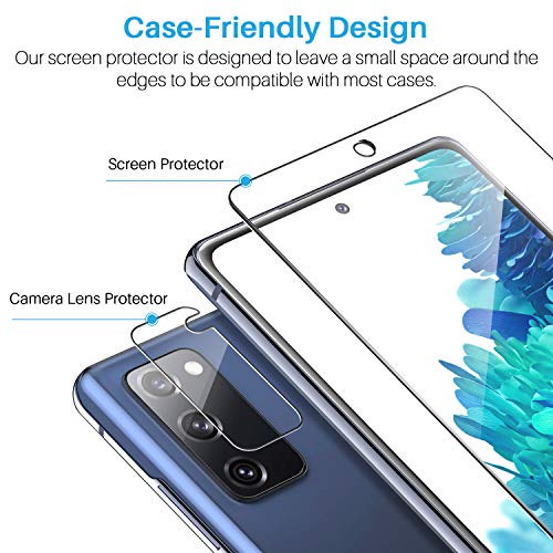Image of LK 3 Pack Screen Protector & 3 Pack Camera Lens Protector for Samsung Galaxy S20 FE 5G 6.5-inch, Tempered Glass, Easy Frame Installation, Support Fingerprint Reader, Case Friendly