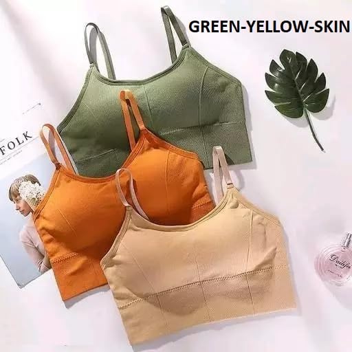 Image of KUMPA Women's Cotton Wirefree Full Coverage Regular Wear Lightly Padded Bra Pack of 3 (U K B 5693)
