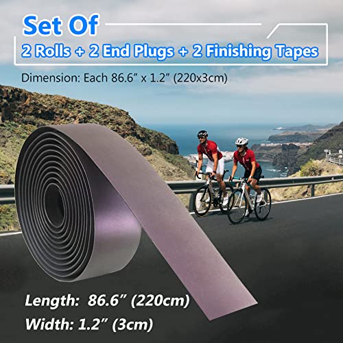 Bumlon Road Bike Handlebar Tape, Bicycle Bar Tape, PU Leather + EVA, Reflective Cycling Handle Grip Wrap - 2 Rolls