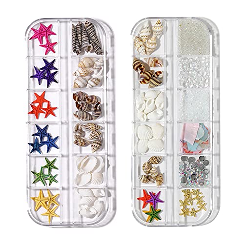 GSHLLO 2 Boxes 3D Ocean Theme Nail Art Charms