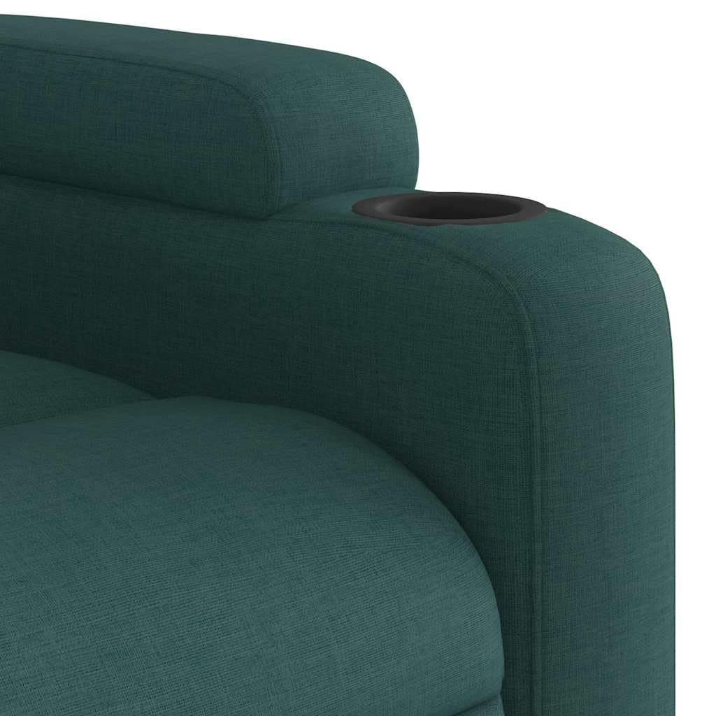 vidaXL Sillón de Masaje Reclinable sin Adaptador de Corriente, Silla con Respaldo Reposabrazos, Sillón de Televisión Relax Descanso, Asiento para Salón, Tela Verde Oscuro