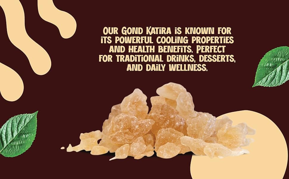 Image of DRY AMRIT Organic Gond Katira Pure (Edible Gum) 100 gm | Tragacanth Gum Crystals | High Cooling Properties | Natural Edible Gond | Astragalus Gummifer | Jar Pack