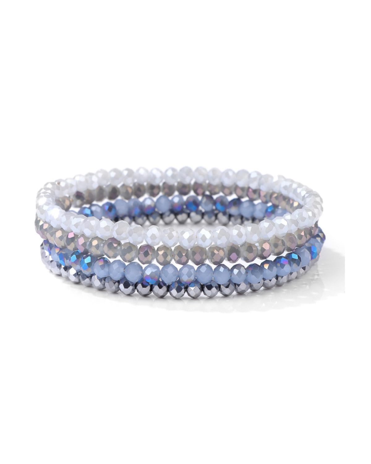 FUGLUS 4pcs Multistrato Cristallo Pietra Perline Bracciali per Le