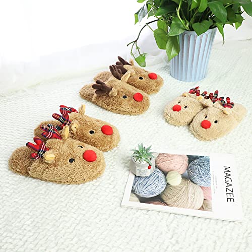 JadeRich Lovely Reindeer Slip-on Slippers Winter Soft Comfy Lightweight Fleece Animal Indoor Shoes3