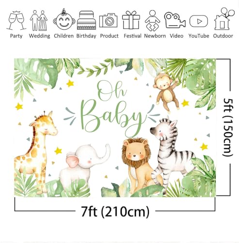 Mocsicka fondo temático safari para baby shower 5x3ft miniatura 3
