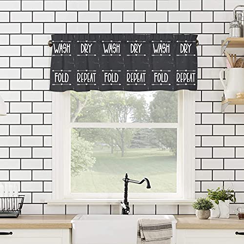 Leotear Valance Curtain Laundry Room Theme Text And Arrows On Vintage Blackboard Kitchen Window Valance Rod Pocket Short Window Valance Curtain For Kitchen Bathroom Living Room Bedroom 54*18Inch #TOP3