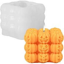 Halloween Candle Molds,1PC Cube Bubble Pumpkin Silicone Candle Mould,3D Silicone Mold for Epoxy Resin Handmade Aromatherapy Candles Wax Soap Halloween Decor Pumpkin Pattern