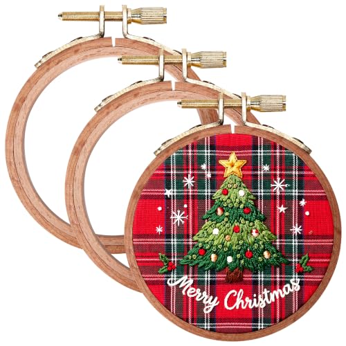 Caydo 3 Pieces 3 Inch Embroidery Hoops, Beech Wood...