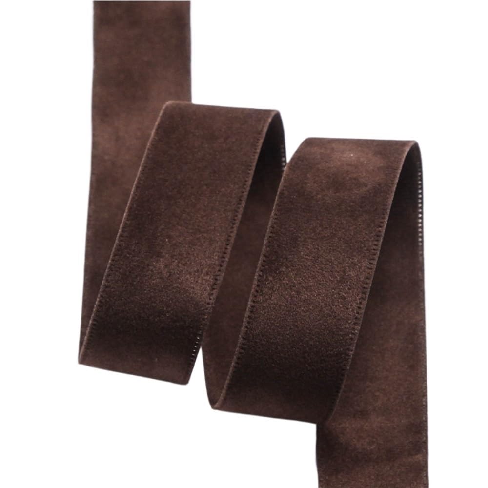 WEITINGKKK Ribbons for Gift Wrapping, Double Face Suede Blank Pressing Velvet Ribbon Wreath Bow Multicolor 25-38mm 5 Yards Roll(Coffee,38mm)