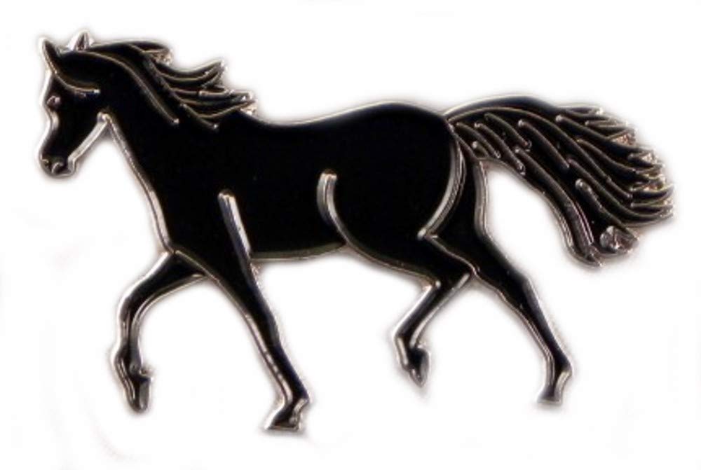 Metal Enamel Pin Badge Brooch Black Pony Horse Riding Equestrian