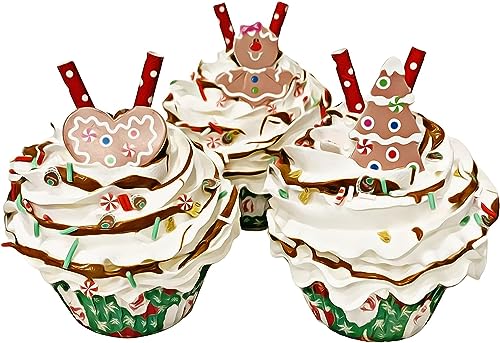 Fake Cake Cupcakes- Christmas Gingerbread Cupcakes- Set of 3- Handmade