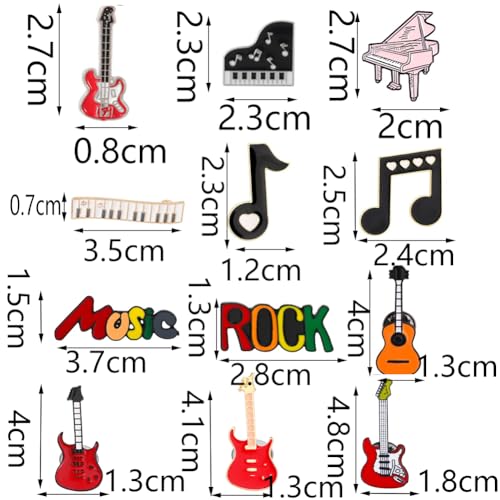 Image of 12PCS Music Brooch Pin Cute Guita Piano Musical Instruments Lapel Pin Cartoon Music Notes Badge Enamel Pins for Women Girls Backpack Clothes Hat Bag