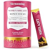 Skrmooning Shilajit Honey Sticks for Women - with Organic Honey, Shilajit Resin, Shatavari & Saffron, Enhances Energy, Balances Hormones, Boosts Antioxidant & Absorption 30 Sticks