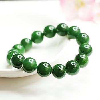 Amazon.com: 和田玉碧玉手链菠菜绿手串玉石玉器珠串珠宝