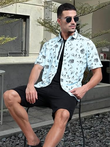 Image of STELLERS Printed Men's Half Sleeve Shirt's |Feather Touch Feel |Regular Fit| Odour Resistant| Anti-Static| Wrinkle Free | Quick Dry | Stretchable | Lightweight | Sweat-Proof