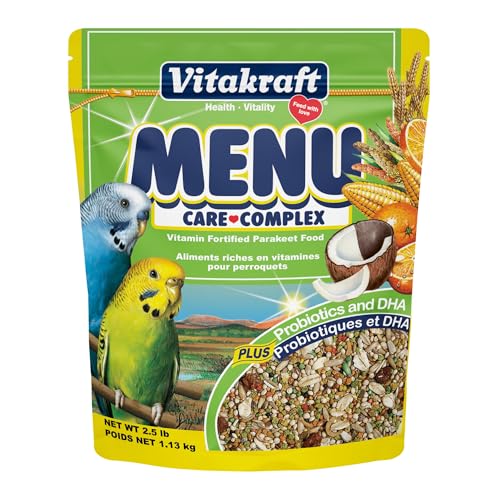 Vitakraft Menu Premium Parakeet Food - Vitamin-Fortified - Daily Pet Bird Food, 2.5 pounds