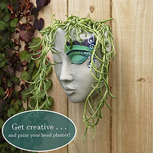 Meadow & Oak Head Planter/Wall Mounted/Outdoor Face Planter With Drainage For Cute Plants/Resin Planter Face Pot, Planter Pots For Outdoor Plants, Cute Plant Pots, Head Planter Pot #TOP2