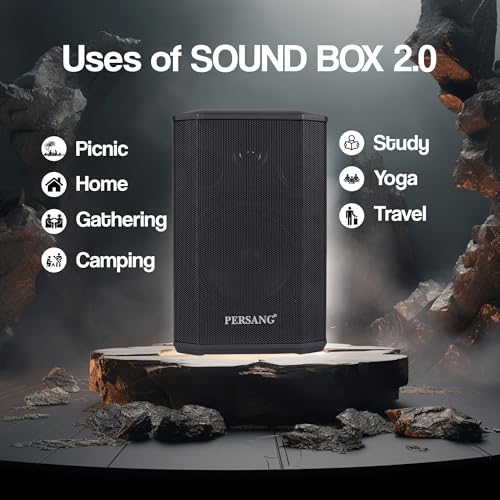 Image of PERSANG Soundbox 2.0 Portable Speaker with UHF Wireless Microphone (Orange) | (13.97 cm) Dual Woofers | Upto 4 Hours Playback Time | 18 W RMS | Bluetooth Party Speaker (Black, 2.0 Channel)