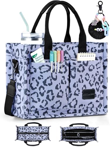 Image of BECOJADDE Structured Canvas Tote Bag for Women, Multi-Compartment Zippered Purse for Work Bible Travel