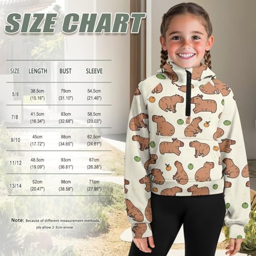 Girls Half Zip Hoodies 3D Graphic Zipper Pullover Crop Top Teens Oversized Sweatshirts Athletic Coat Fall Clothing4