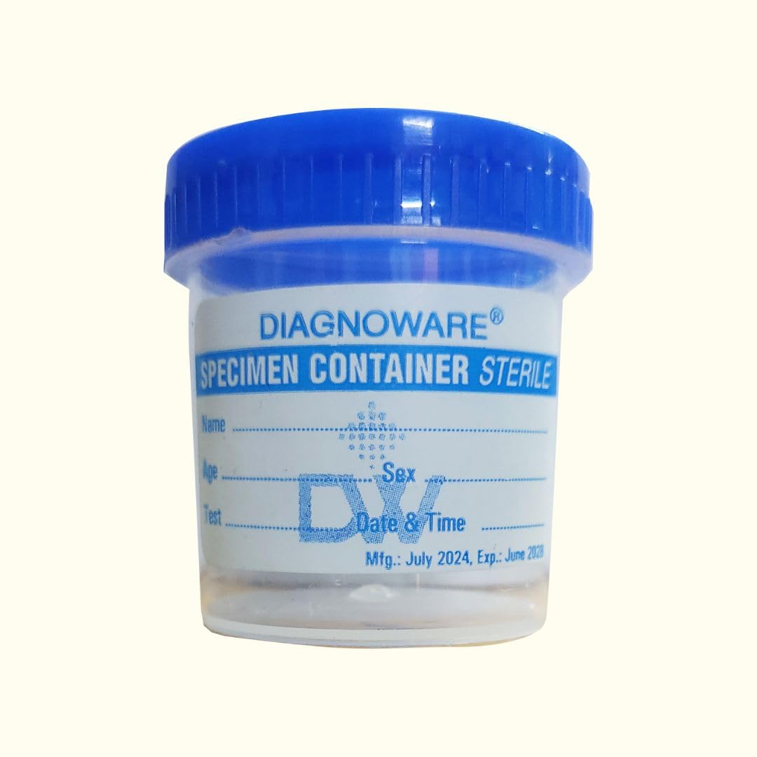 DIAGNOWARE Urine Sample containers 30ml With Lid Pack of 50 pieces | leakproof container | For Laboratory Use | specimen container