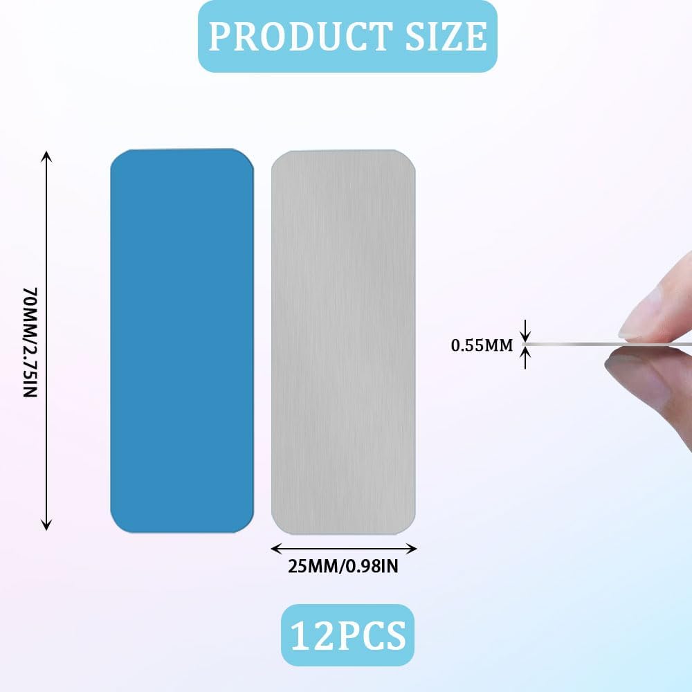 Under Cabinet Metal Plates with Strong Adhesive Backing for Magnetic Mounting of Wireless Motion Sensor Lights, 12 Rechargeable LED Under-Counter Lighting, Stickers for Kitchen Garage Wardrobe