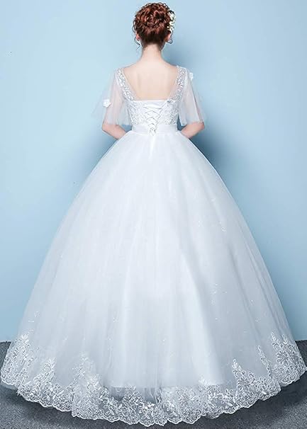 Amazon | [hanamaya] ウェディングドレス レース 格安 白 花嫁ドレス