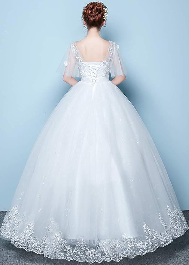 Amazon | [hanamaya] ウェディングドレス レース 格安 白 花嫁ドレス