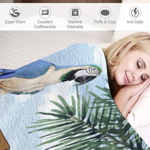 Manta de forro polar con diseño de loro mullida y tejido premium para decoración acogedora 5