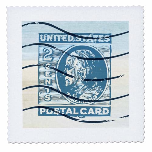 3dRose United States Postage Stamp Vintage Art 16x16 inch Quilt