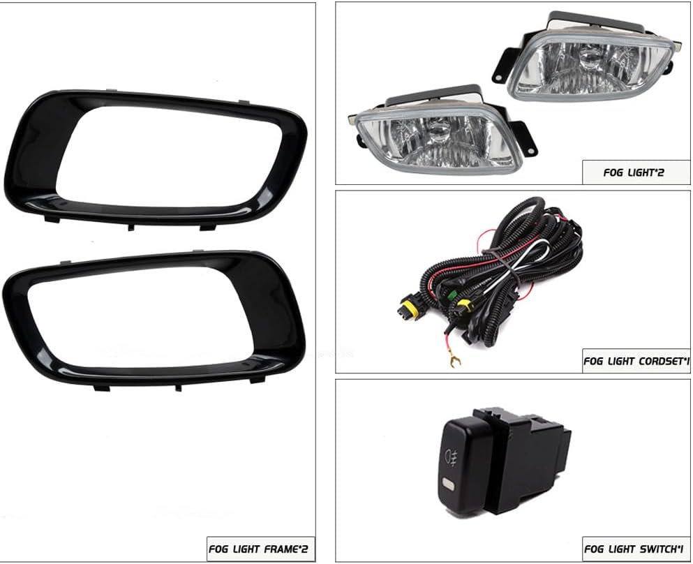 ZONTO Front Fog Light Assembly Daytime Running Light Fog Light Grille Cover Front Bumper Set for Mitsubishi Pajero 2000 2001 2002 2003