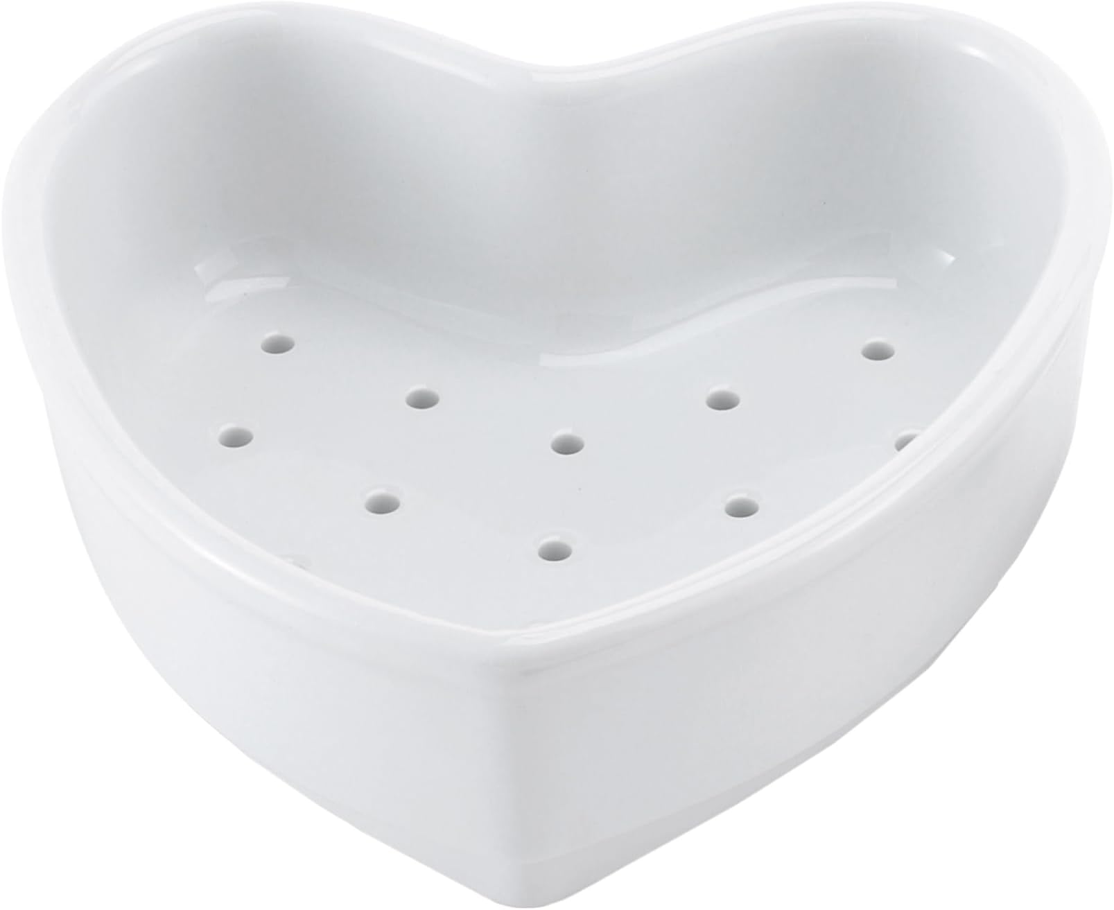 HIC Harold Import Co, Fine White Porcelain, Coeur A La Creme Dish, Heart Shaped Mold, 4-Ounce