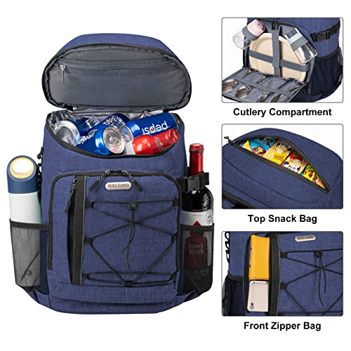 Backpack Coolers Insulated Leak Proof 30 Cans with Reusable Ice Packs, 2 Insulated Compartments Cooler Bags Portable Lightweight Beach Travel Camping Lunch Backpack for Men and Women by HXLGMD - Image 2