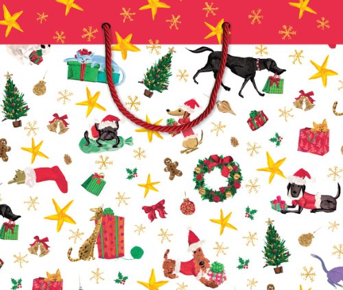 Bolsa de presente divertida com Caspari, ajudantes do Papai Noel, grande, 1 contagem