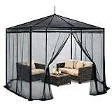 Moskitonetz für Pavillon 3x3m schwarz – Mückennetz Outdoor XL