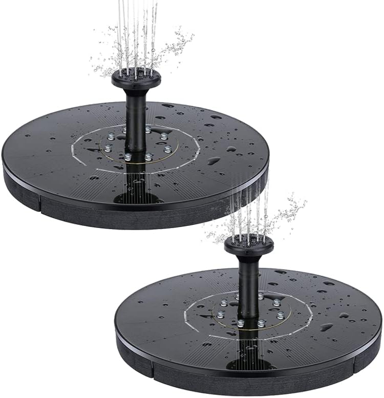 2 fuentes solares para baño de pájaros, bomba solar de fuente de baño de pájaros de 1 W con 4 boquillas, bomba de fuente de agua con energía solar