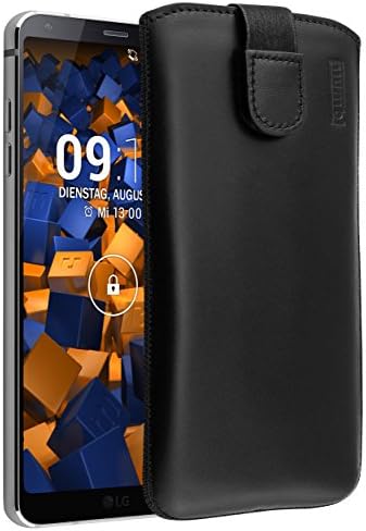 mumbi Echt Ledertasche kompatibel mit LG G6 Hülle Leder Tasche Case Wallet, schwarz