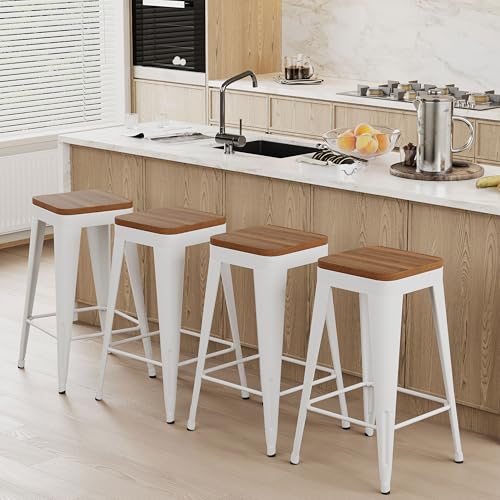 POINTANT Bar Stools Set of 4 Metal Bar Stool Counter Height Bar Stools Black, Modern 24' Bar Chairs...