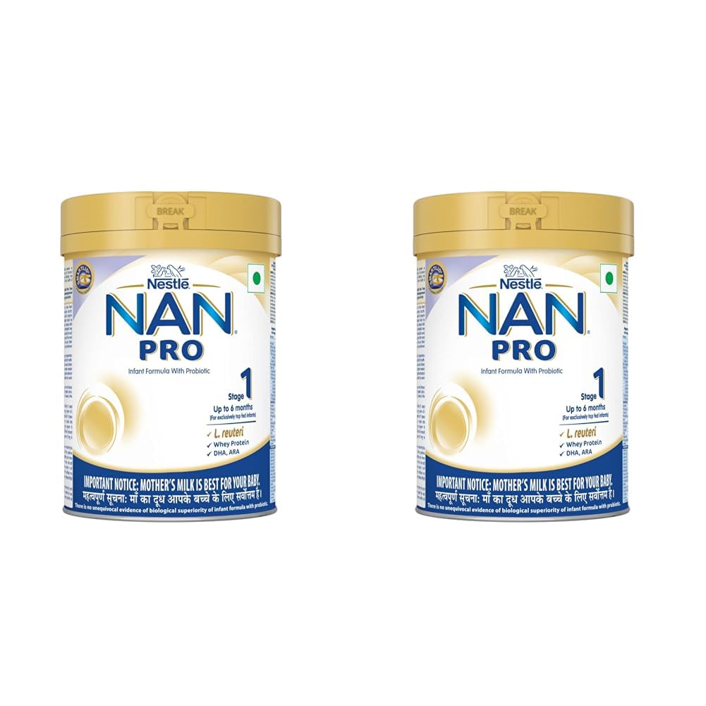 NAN PRO Stage 1 Infant Formula Milk powder for babies (Up to 6 months) - with Probiotic | 400g | Tin with Smartlid (Pack of 2)