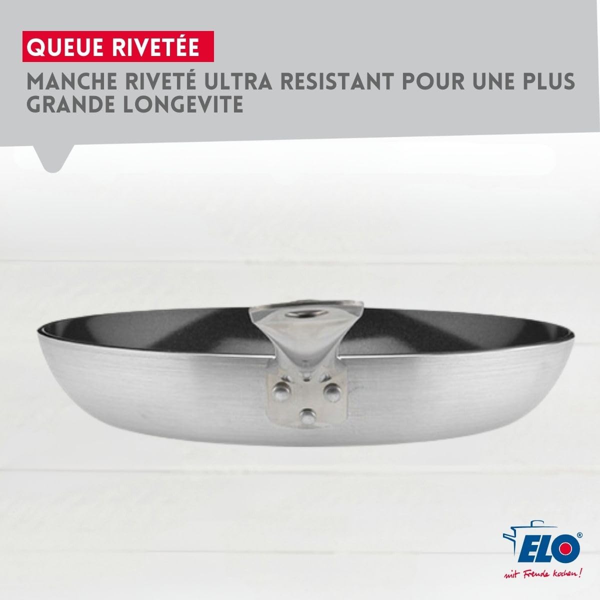 Elo Batterie cuisine poêle 28 cm et 4 faitouts 12/14/16/20 cm | Lot complet pour équiper la cuisine, Poêle 28 cm et 4 faitouts, Cuisson sur tous feux, Inox et aluminium, Passe au four