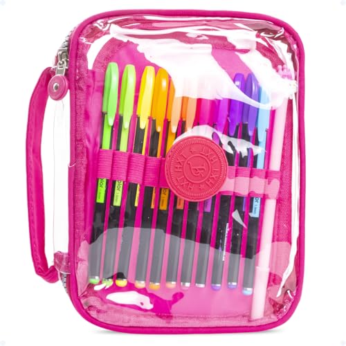 Estojo Escolar Feminino Masculino Grande Transparente Ziper Resistente Papelaria Fofa Infantil Lápis